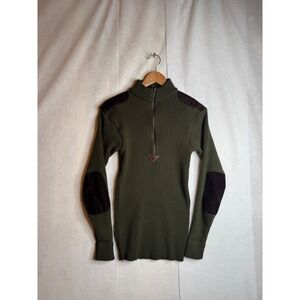 Rothco Mens Small Olive Green Ribbed‎ Commando Quarter Zip Pullover Sweater